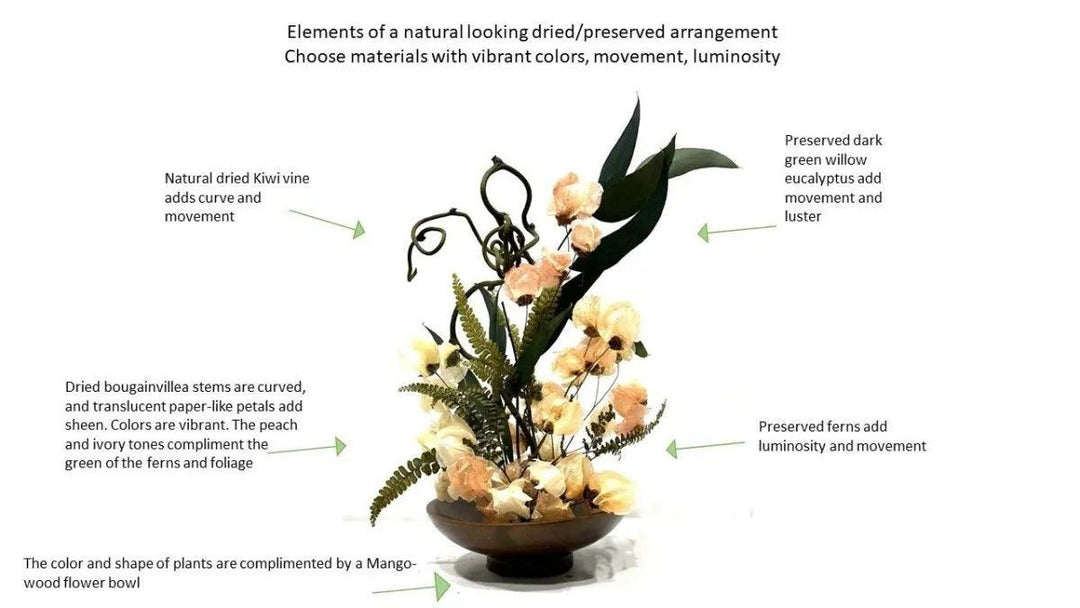 Elevate your dried floral arrangements using the five principles of floral design