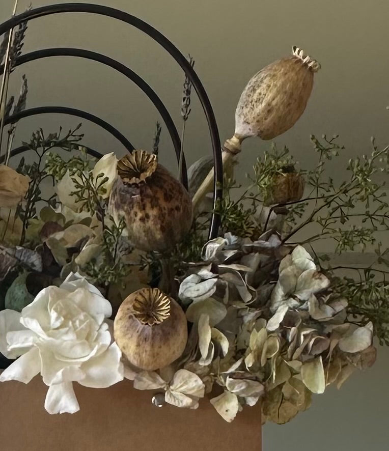 Carton of Eden dried and preserved flower arrangement in craft tote