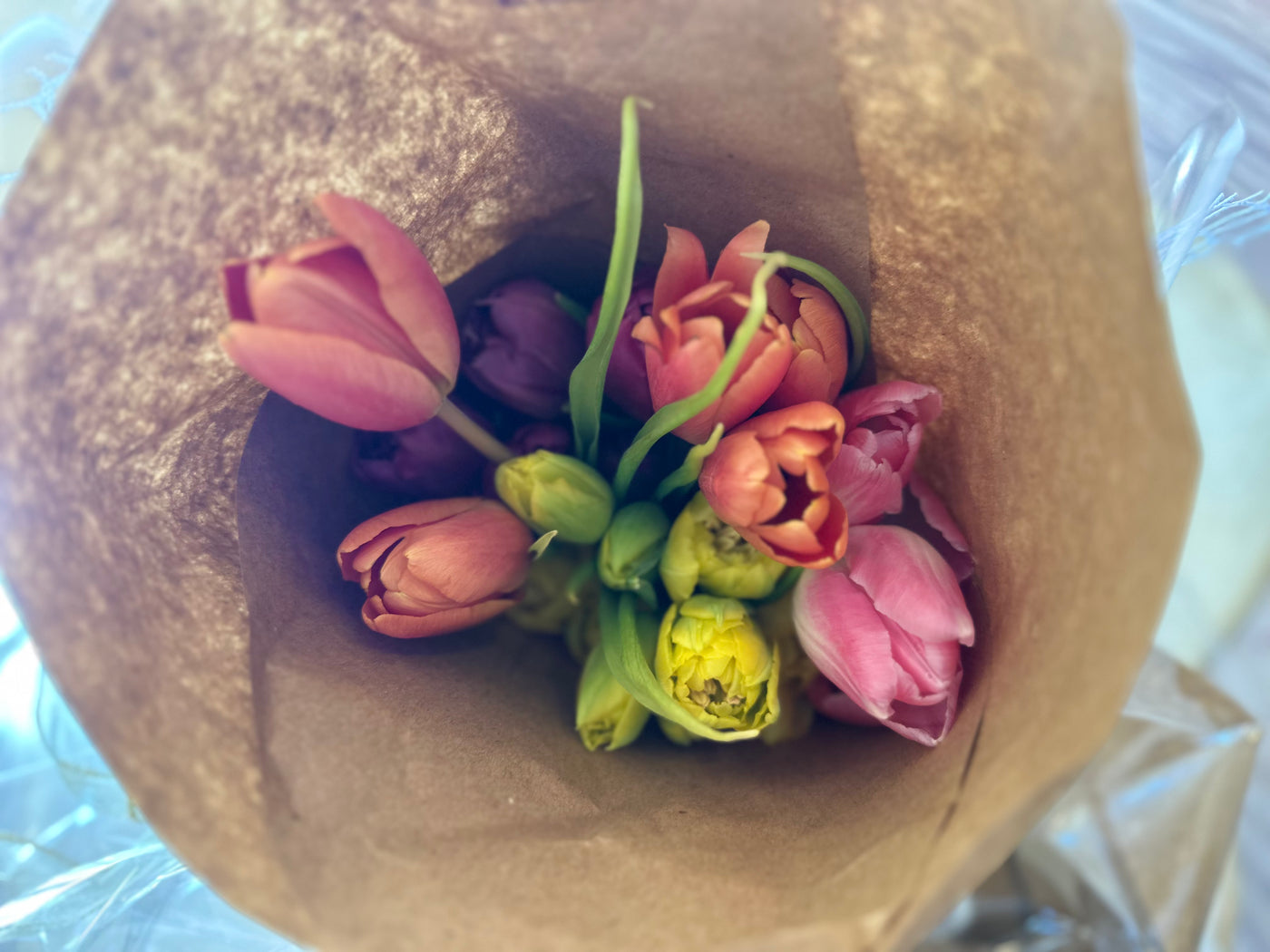 Spring bunny and tulip gift basket