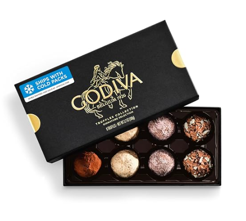 Godiva chocolate truffle collection, 8 pieces, flower gift add-on