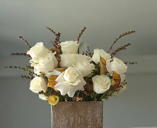 White and Gold Rose Arrangement