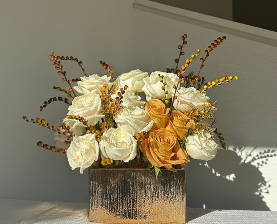 White and Gold Rose Arrangement
