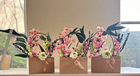 Carton of Eden dried and preserved flower arrangement in craft tote