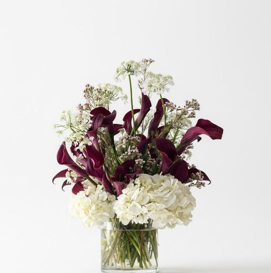 Cala lilies in burgundy