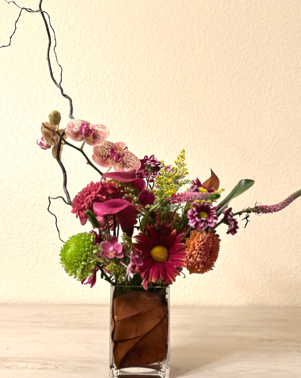 Magnolia Leaf arrangement in Jewel tones