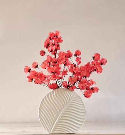 Crimson red dried flower bougainvillea flowers in Ceramic Vase - Real Flowers Every Day 