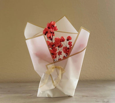 Crimson red dried flower bougainvillea flowers in Ceramic Vase - Real Flowers Every Day 