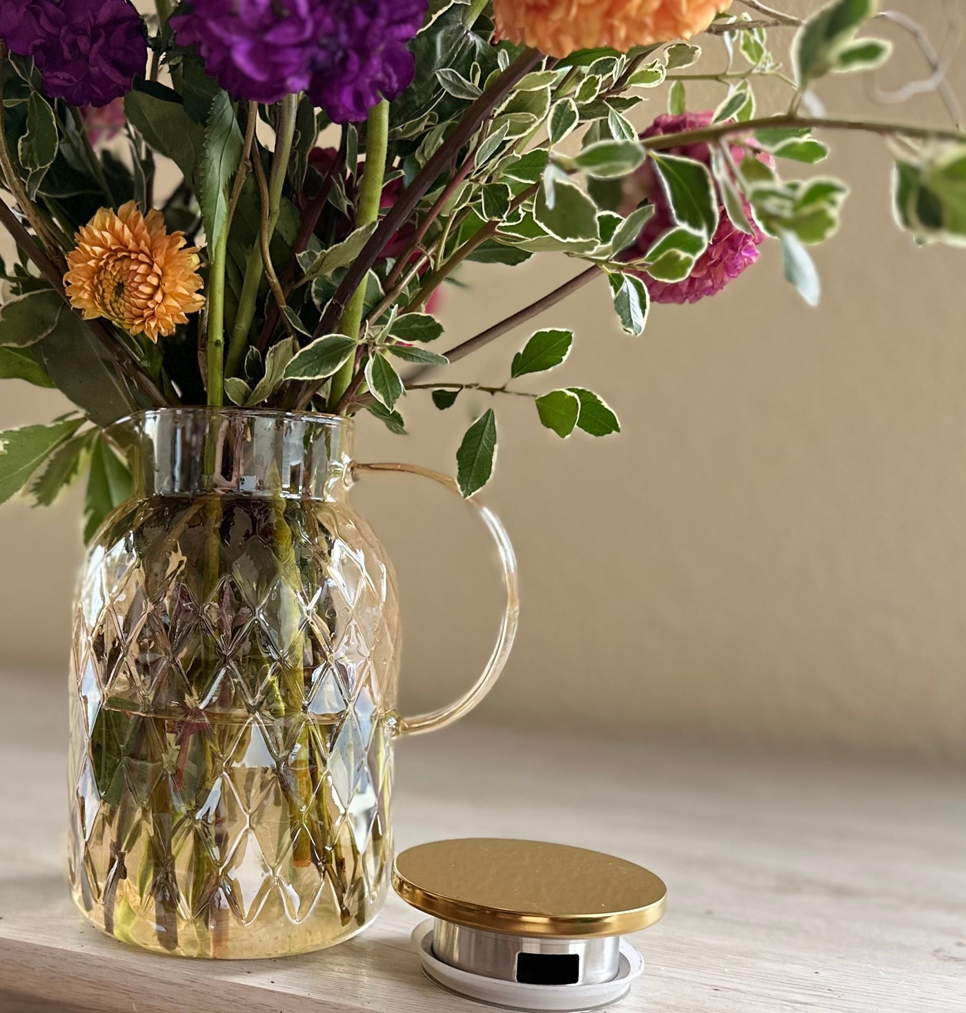 Summer Sunset in amber water carafe - for same day local delivery.