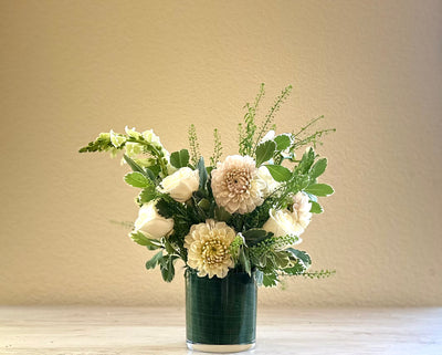 White and Cream Dahlia Arrangement