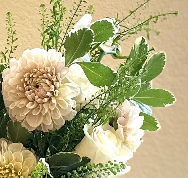 White and Cream Dahlia Arrangement