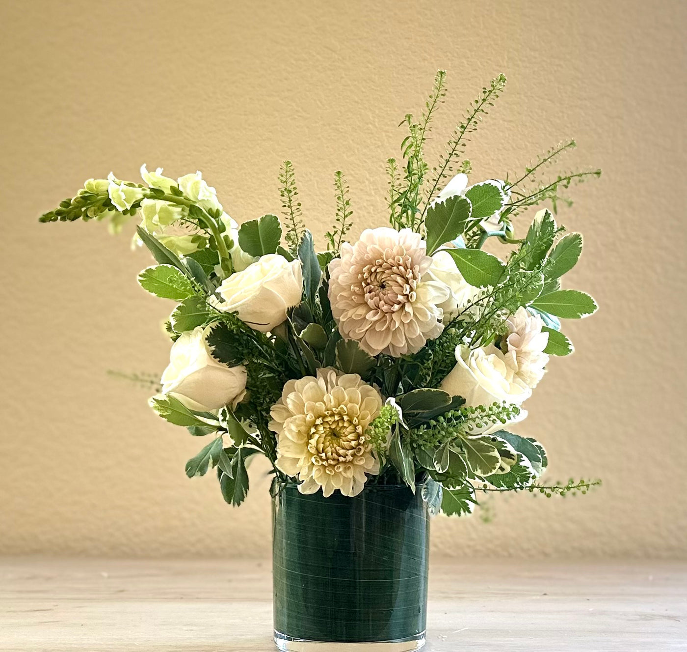 White and Cream Dahlia Arrangement