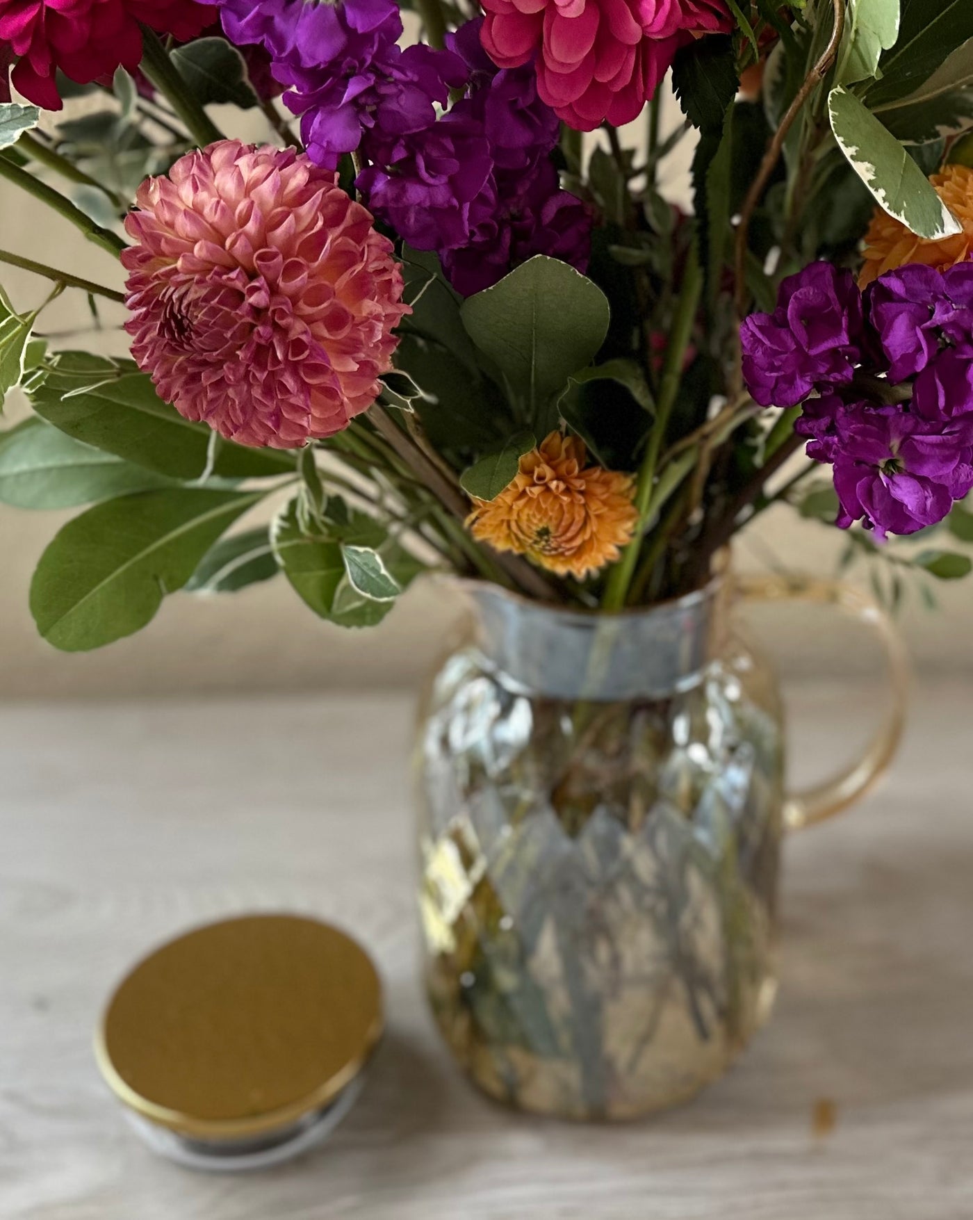 Summer Sunset in amber water carafe - for same day local delivery.