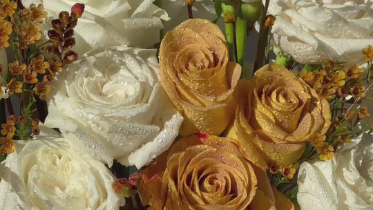 White and Gold Rose Arrangement
